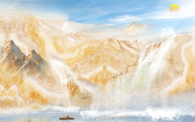 晶瓷画山水风景大理石纹