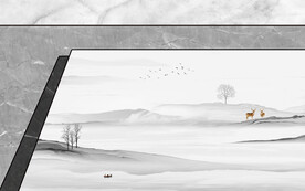 晶瓷画水墨山水画大理石纹