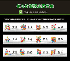 社会主义核心价值观墙绘图片