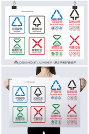 矢量垃圾分类标识图标