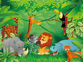 可爱卡通动物园背景墙
