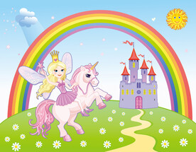 城堡儿童画 彩虹