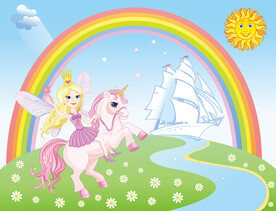 白马 公主儿童画