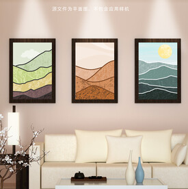 抽象山水线条画