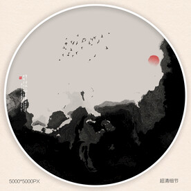 水墨玄关装饰画