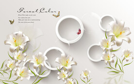 装饰画 百合花背景墙