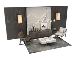 电视柜沙发椅3d模型