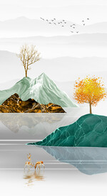 装饰画 石头 麋鹿