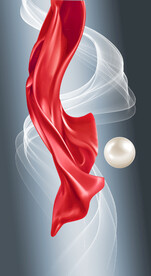 装饰画 抽象画 红色飘带