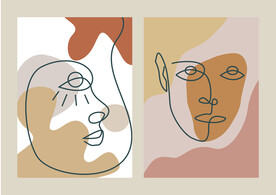 创意手绘人物一笔线条画