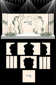 香槟色婚礼现场KT板布置