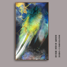 抽象羽毛油画肌理玄关装饰画