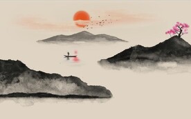 新中式水墨山水风景国画背景墙