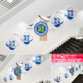 社区矫正楼道文化墙