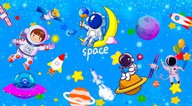 儿童星空宇航员背景墙