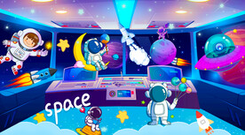 儿童宇航员空间站背景