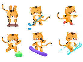 冬奥会老虎运动员卡通人物比赛P