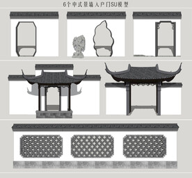 中式景墙入户门