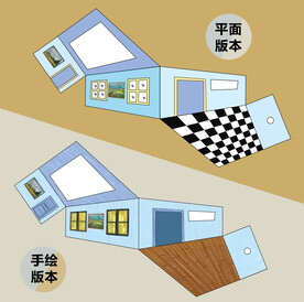 梵高艾姆斯房间错觉矢量AI图形