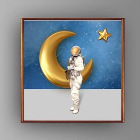 宇航员卡通装饰无框画