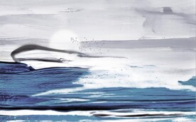 蓝色大海抽象油画背景墙