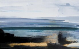 蓝色大海抽象油画背景墙