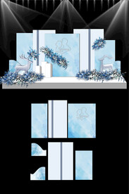 蓝色婚礼现场KT板