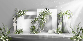 白绿色婚礼合影区 