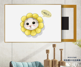 大眼萌宠太阳花猫咪电表箱装饰画