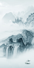 蓝色最新山水玄关 TIF分层