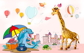 卡通儿童背景墙画