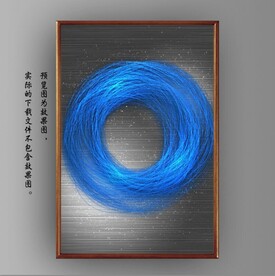 宝石蓝抽象线条玄关装饰画