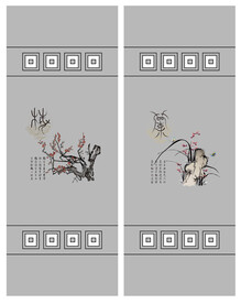 高清分层透明底推拉门打印图