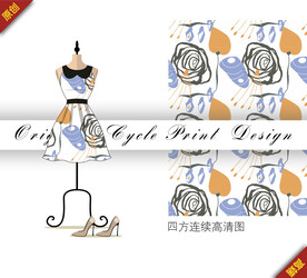 创意抽象几何玫瑰花卉图案