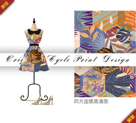 创意抽象秋天树叶几何图案