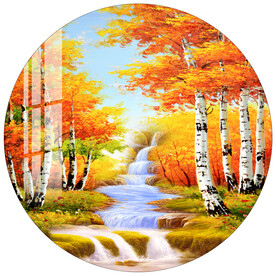 油画风景黄金满地圆形装饰画