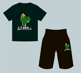 恐龙数字字母印花T恤裤子童装套