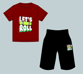 滑板T恤裤子童装套装