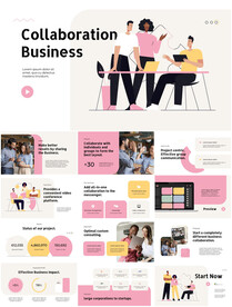 扁平插画工作汇报动态ppt模板