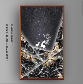 光影抽象麋鹿风景装饰无框画