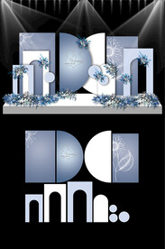 蓝色婚礼现场KT板