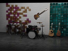 现代乐器电子架子鼓吉他玻璃砖