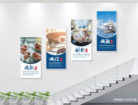 楼梯企业励志标语文化墙展板