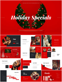 红色圣诞树圣诞节动态ppt模板