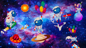 卡通星空宇航员背景墙