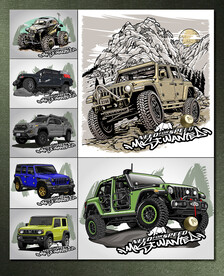 矢量手绘城市越野机车