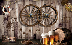 复古啤酒酒吧背景墙