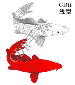 鲤鱼 CDR 线型可雕刻 矢量