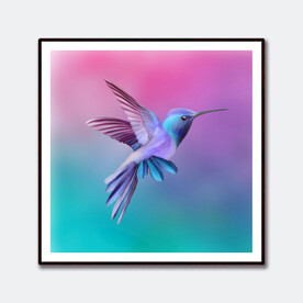 简约北欧风格彩绘蜂鸟装饰画