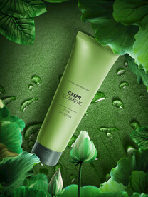 草本精华洗面奶海报背景